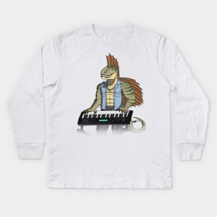 DINOMETAL - DIMETRODON (No Background) Kids Long Sleeve T-Shirt